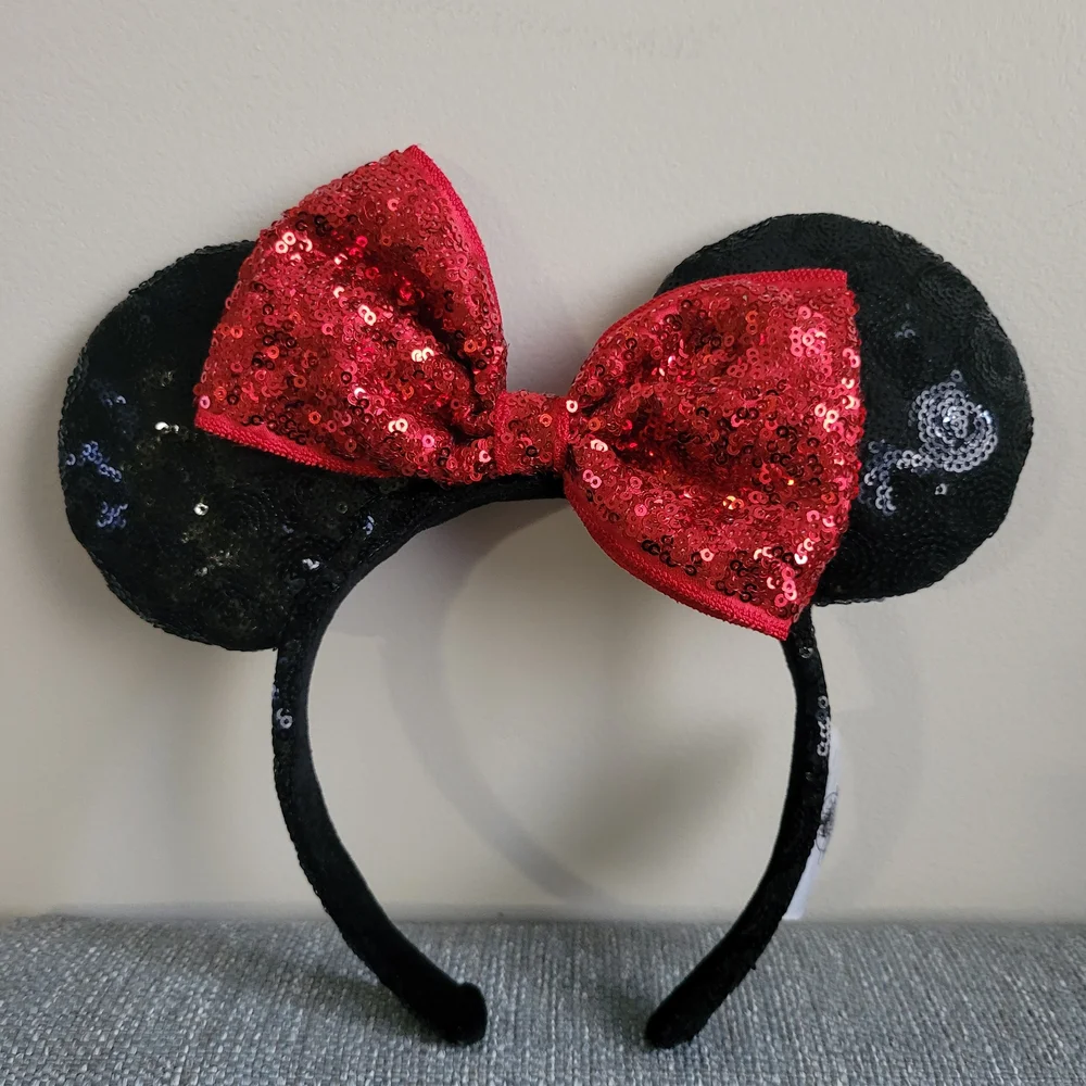 Disney Red and Black Sequin Mouse Ears Headband